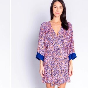 PJ SALVAGE BLUEBERRY FIELDS DITSY FLORAL ROBE CAFTAN STYLE FESTIVAL BOHEMIAN‎
